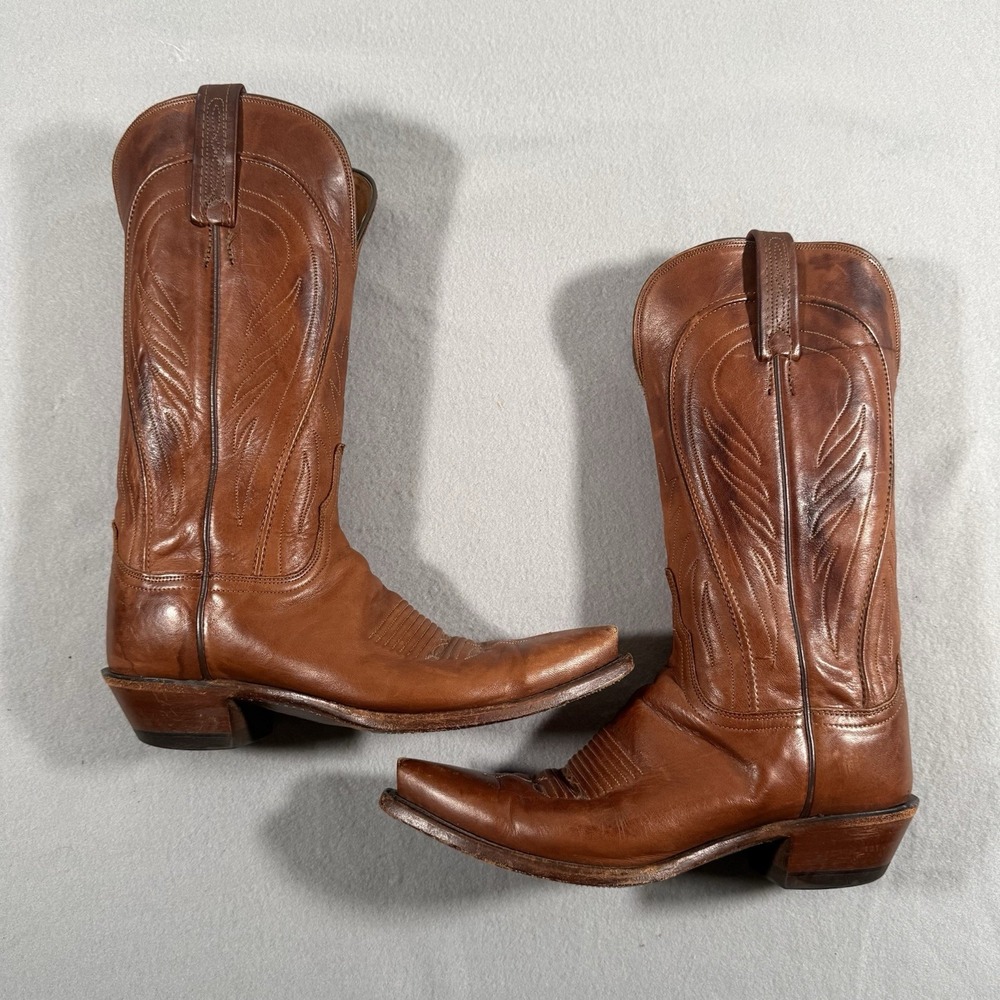 Women's LUCCHESE 1883 Cowboy Boots 7 1/2 B Cordovan Leather Western Snip Toe